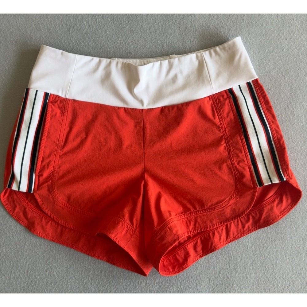 Athleta Women's Orange Athletic Shorts Stripe Side Size 8 Running Training - Picture 5 of 10